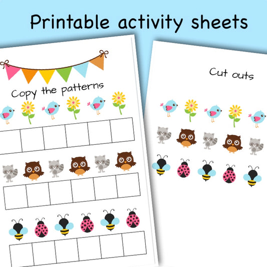 Printable Woodland Animal activity sheets - pattern sequencing