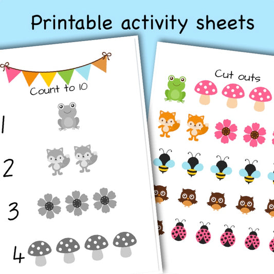 Printable Woodland Animal activity sheets - count to 10