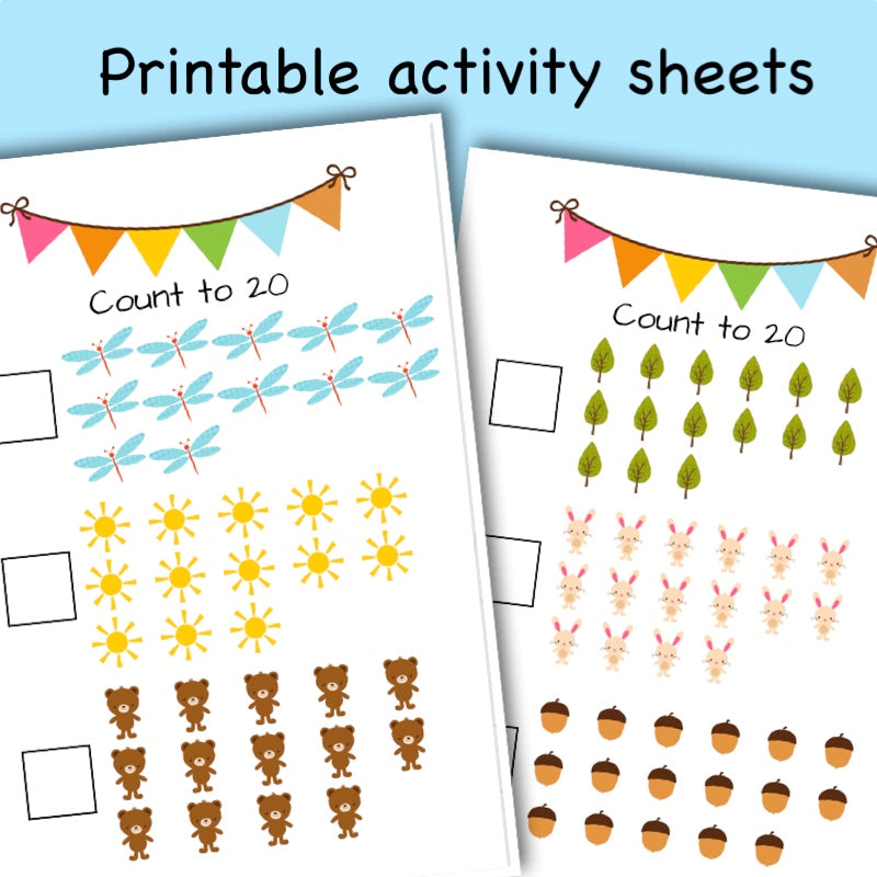 Printable Woodland Animal activity sheets - count to 20