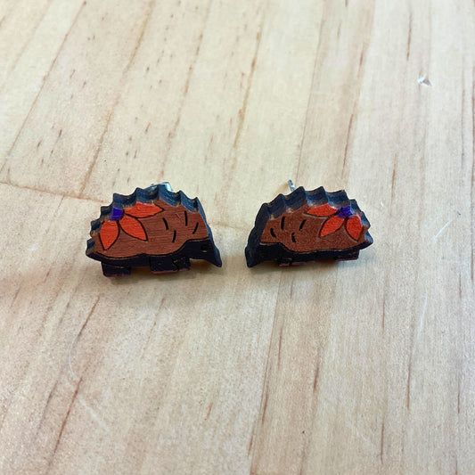 Australian animal studs - Echidna - wooden, hand painted