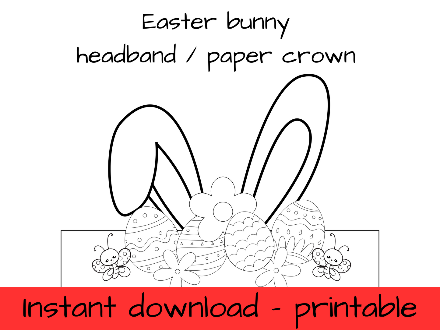 Easter bunny ears / paper crown - colouring in