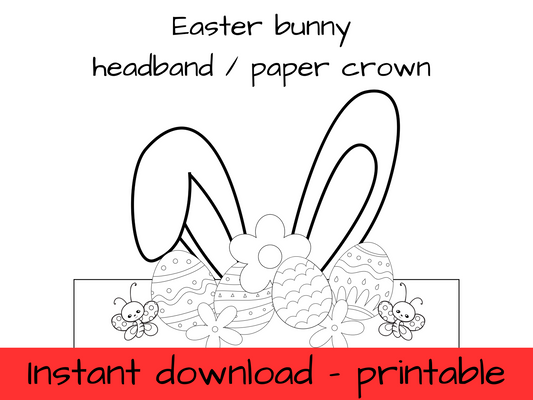 Easter bunny ears / paper crown - colouring in