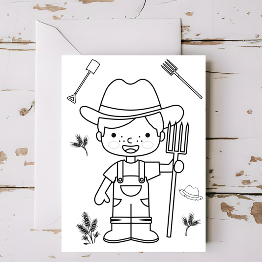 Farmer - Farm themed greeting card with envelope - printable