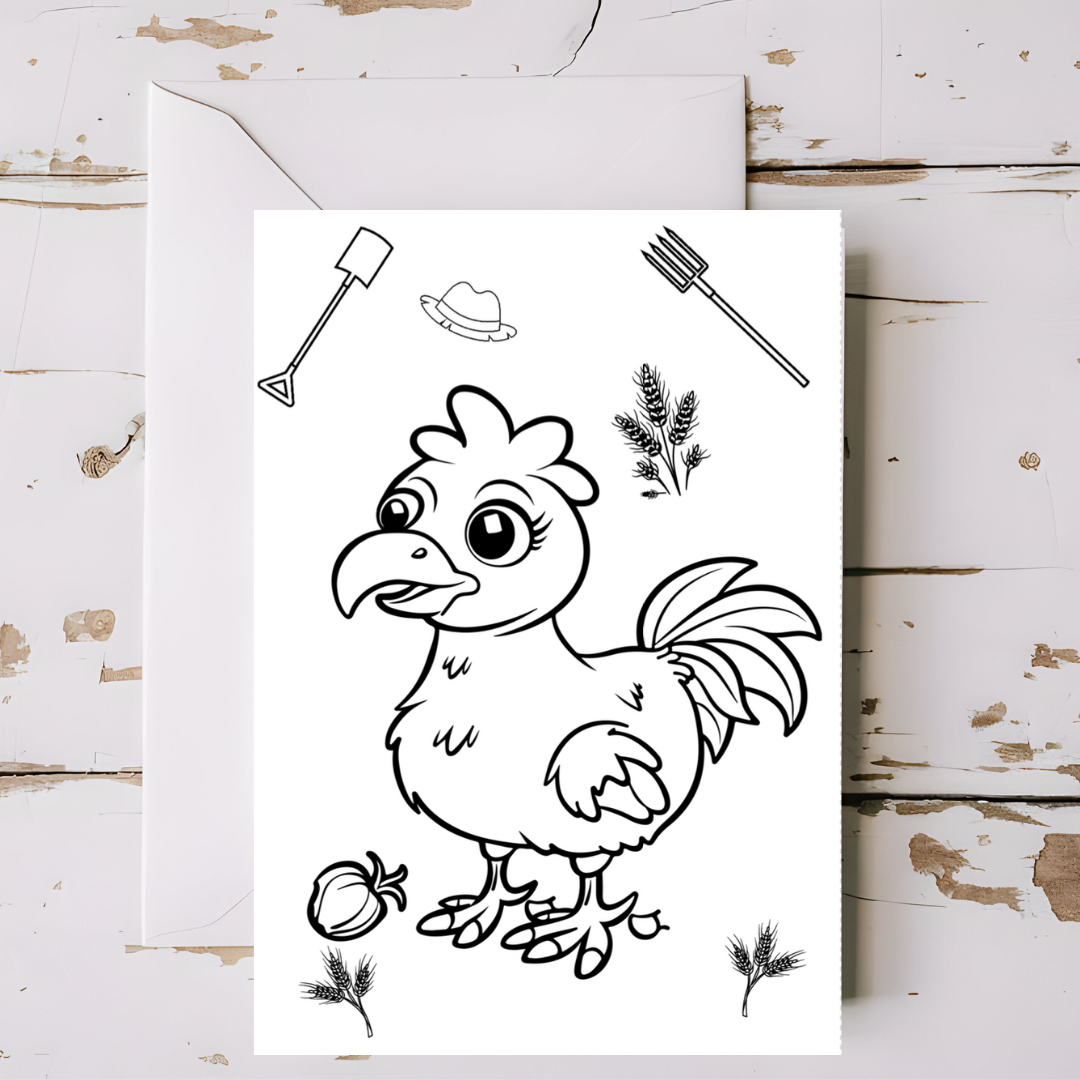 Chicken - Farm animal greeting card with envelope - printable