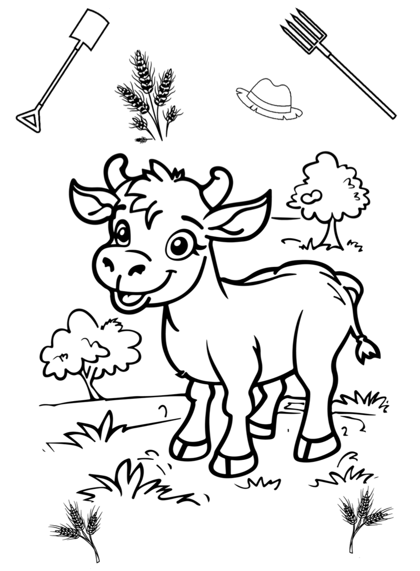 Cow - Farm animal greeting card with envelope - printable