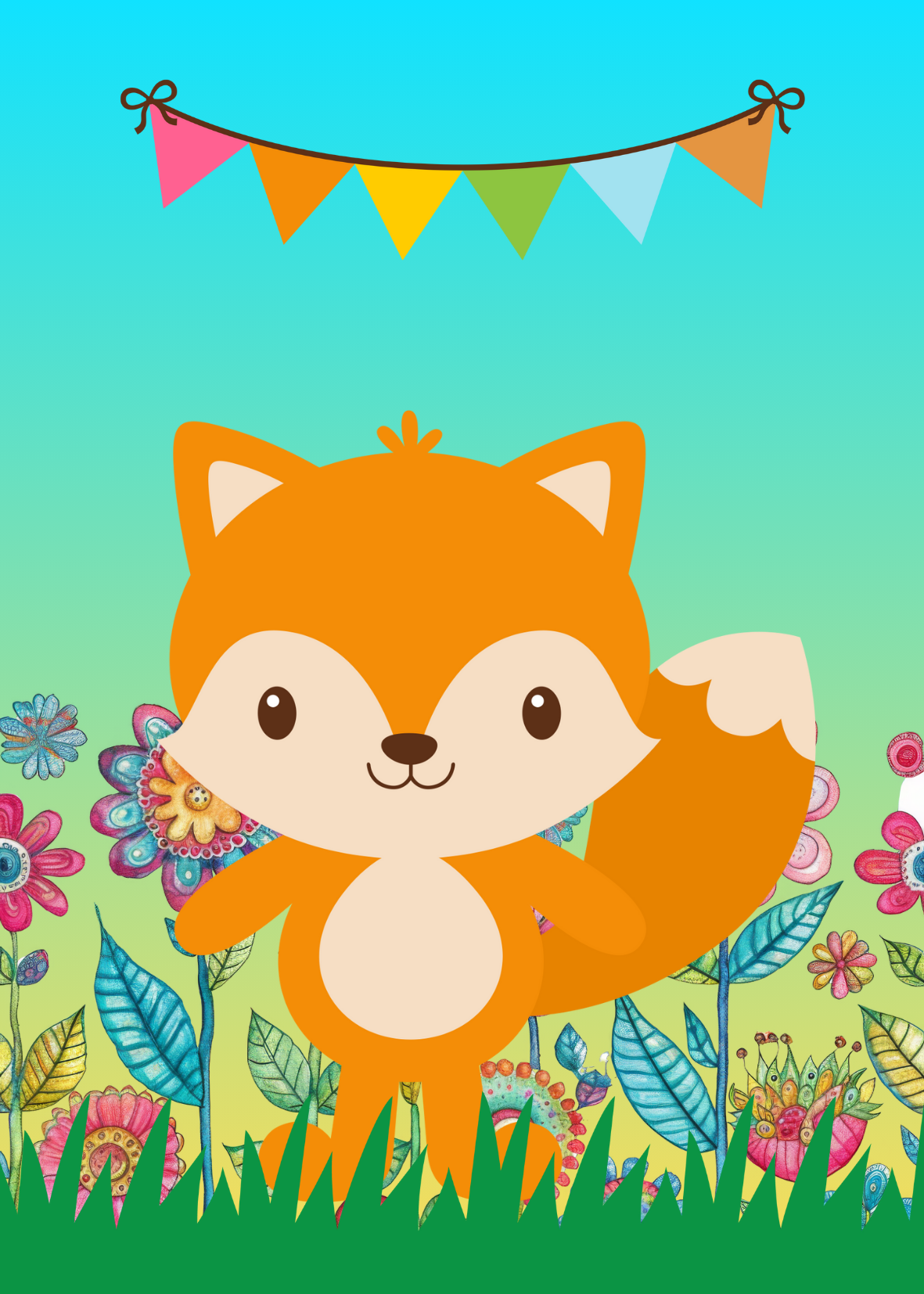 Woodland Fox Greeting card with envelope - printable