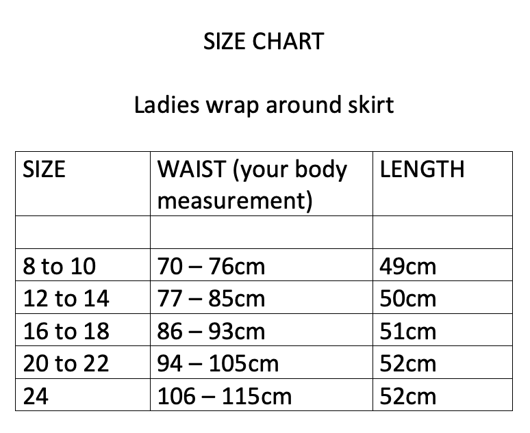 Ladies Wrap a-line Skirt - floral, mandala - Sizes 8 to 24 - plus size