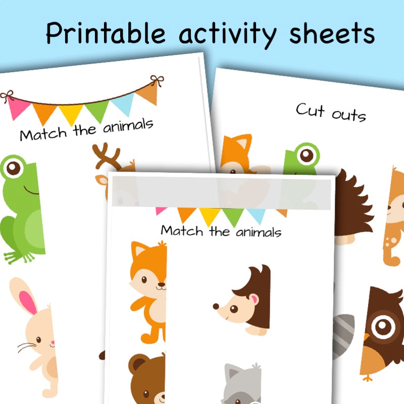 Printable Woodland Animal activity sheets - Matching puzzle