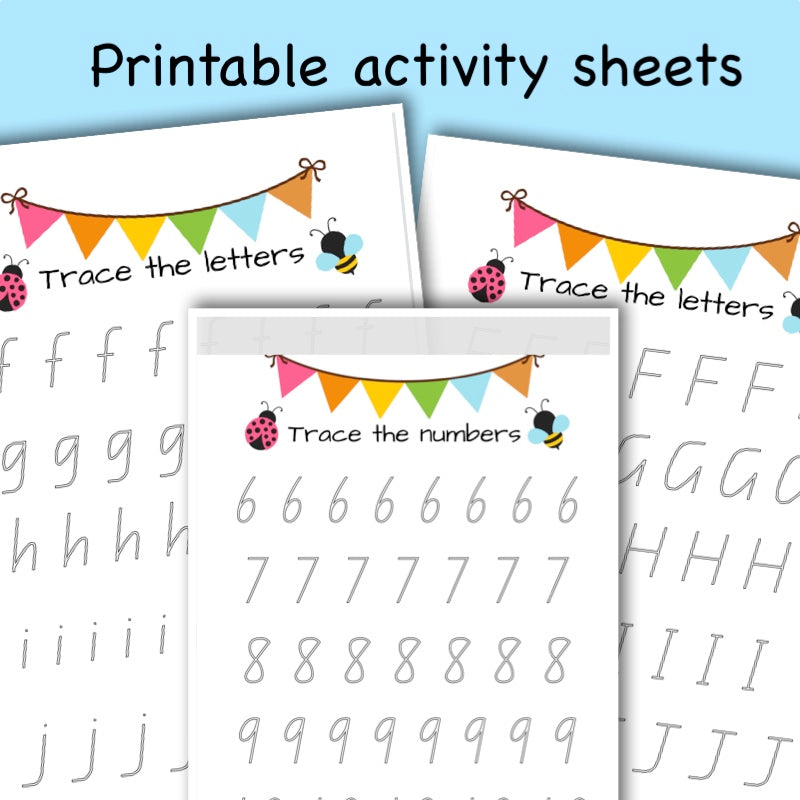 Printable Woodland Animal activity sheets - alphabet and numbers