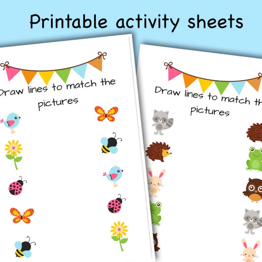 Printable Woodland Animal activity sheets - matching game