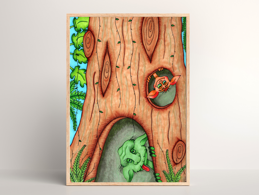 Printable kids wall art - elf tree house