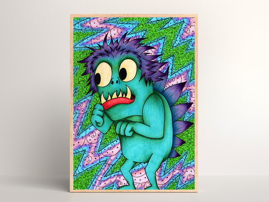 Printable kids wall art - scared monster