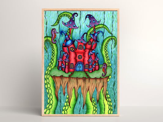 Printable kids wall art - underwater castle