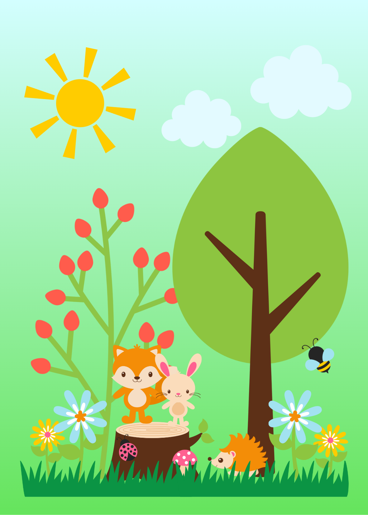 Woodland Animal Greeting card with envelope - printable