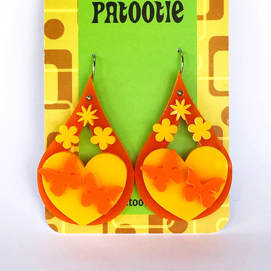 Teardrop Earrings - laser cut acrylic - butterfly