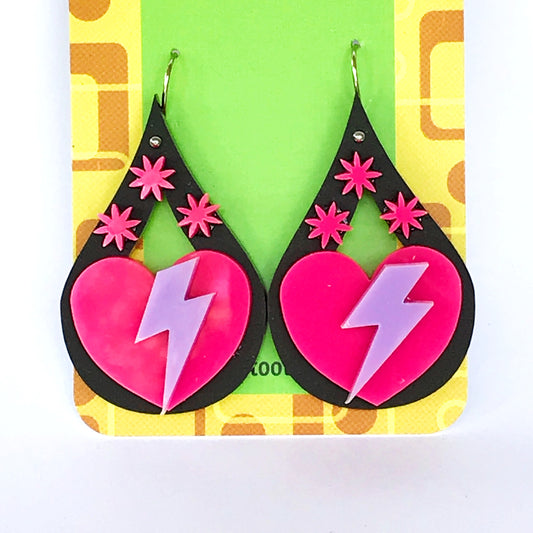 Teardrop Earrings - laser cut acrylic - lightning bolts