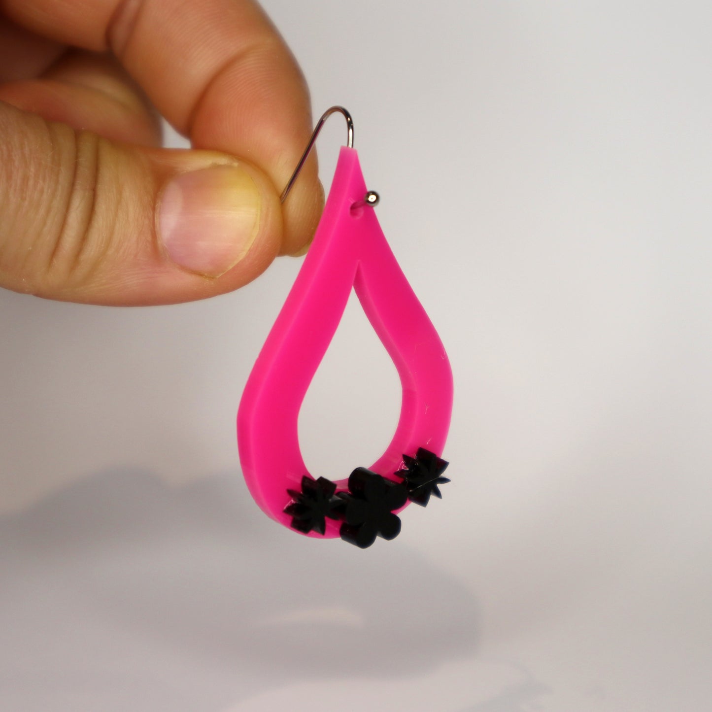 Teardrop Earrings - laser cut acrylic - pink