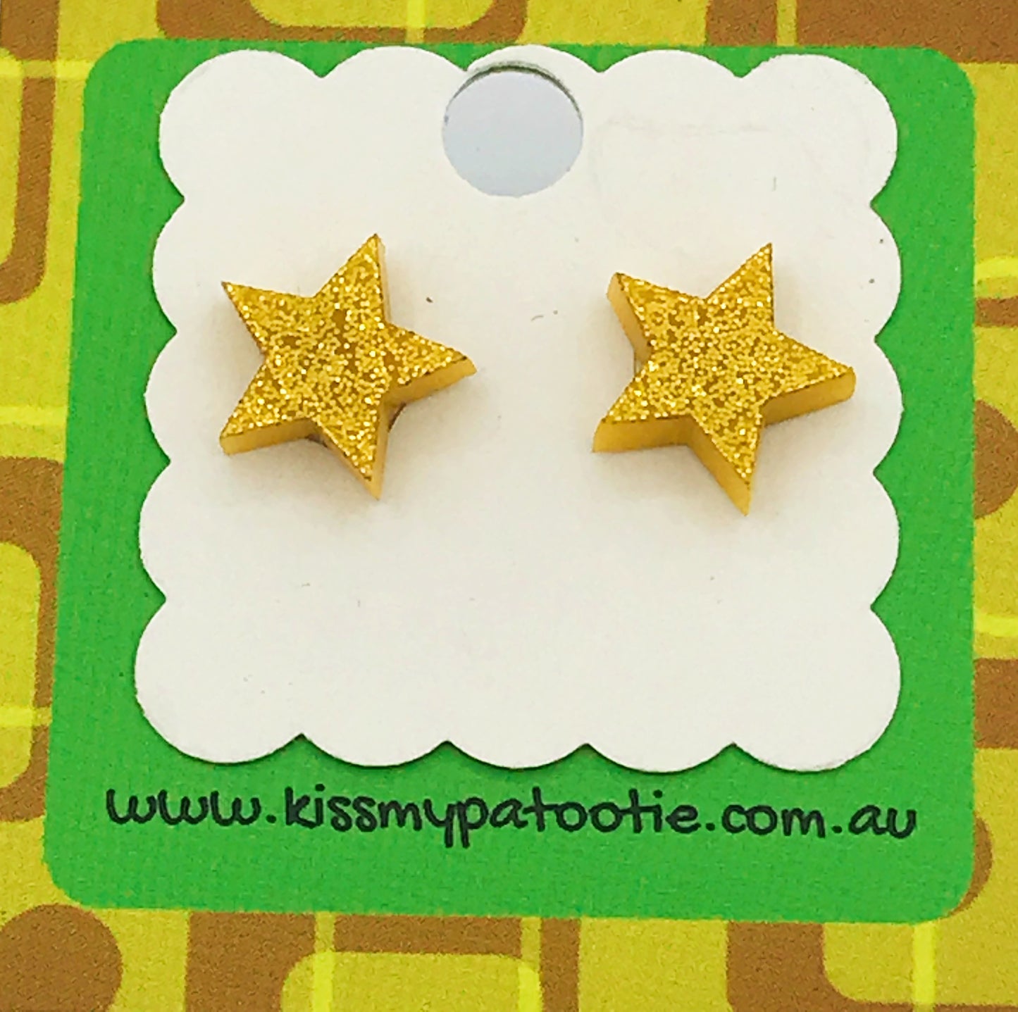 Star laser cut acrylic earrings - gold glitter